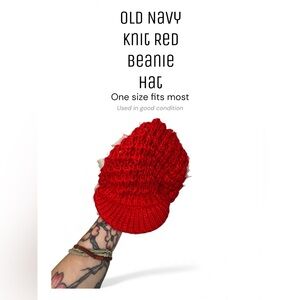 Old Navy Knit Red Beanie Hat